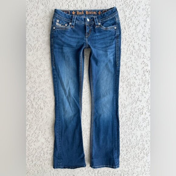 Rock Revival Womens Jeans size 25 Boot, Cut, Betty Embellished Rhinestone Bling - Picture 9 of 10